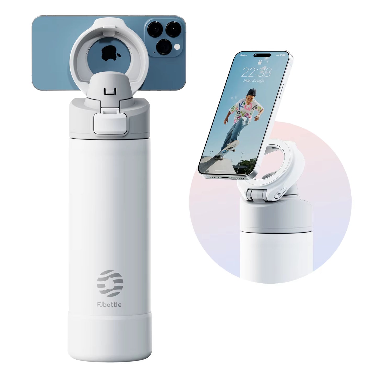 Fjbottle 710/950Ml Magnetic Lid Insulated Water Bottle with Phone Mount, Thermal Water Bottle for Outdoor