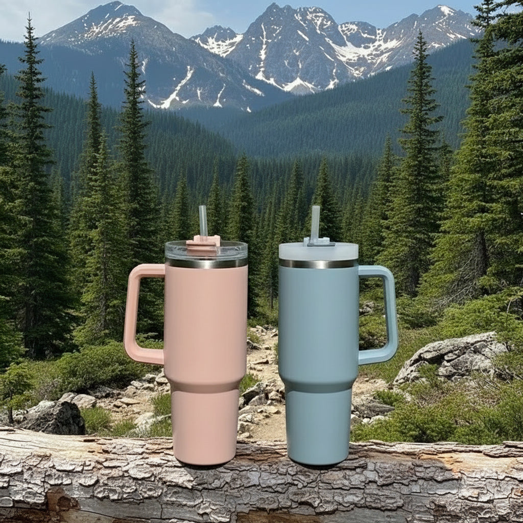 1200ML 304 Stainless Steel Insulated Water Bottle Thermal Coffee Car Cup Cold Hot Mugs Vacuum Flask with Handle Straw for Sport