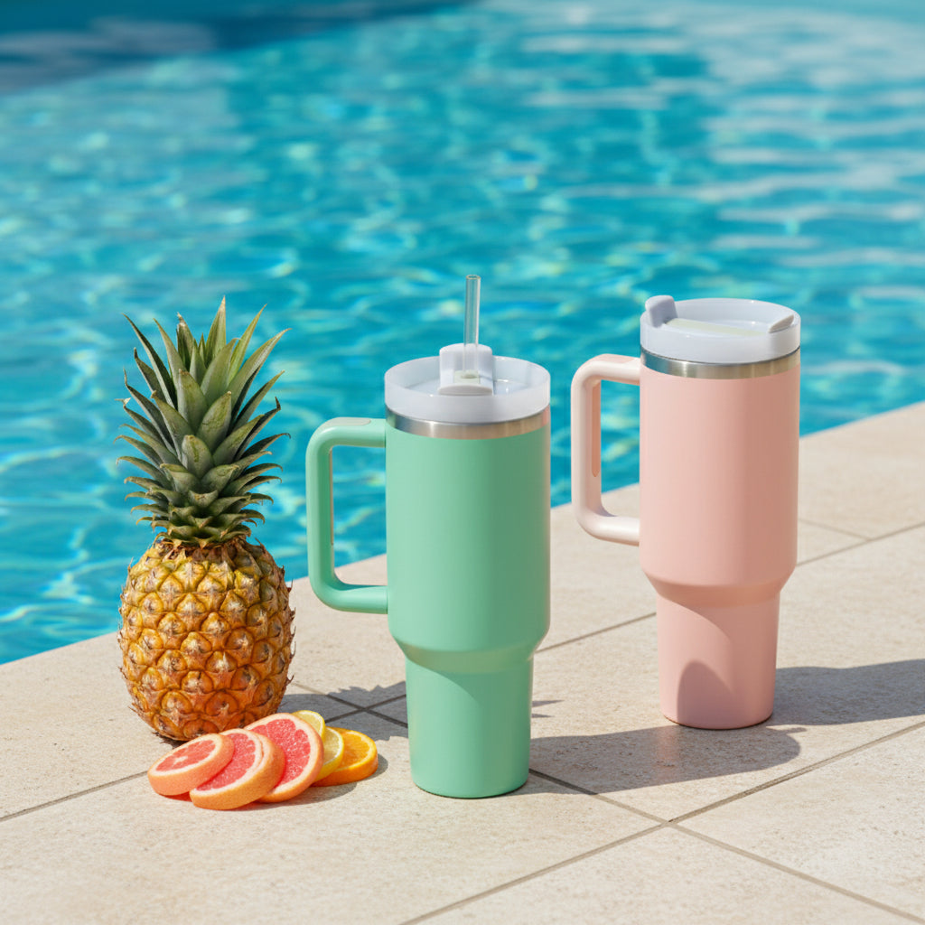 1200ML 304 Stainless Steel Insulated Water Bottle Thermal Coffee Car Cup Cold Hot Mugs Vacuum Flask with Handle Straw for Sport