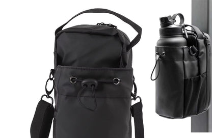 Gym Bottle Bag Magnetic Gym Bottle Sling Bag with Shoulder Strap Black 3 Strong Magnets Portable Gym Bottle Holder for Fitness