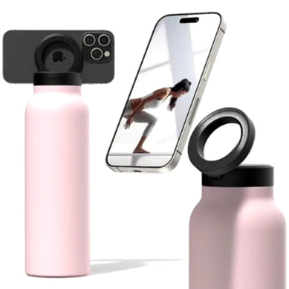 Compatible Insulated Water Bottle with magnetic phone holder.