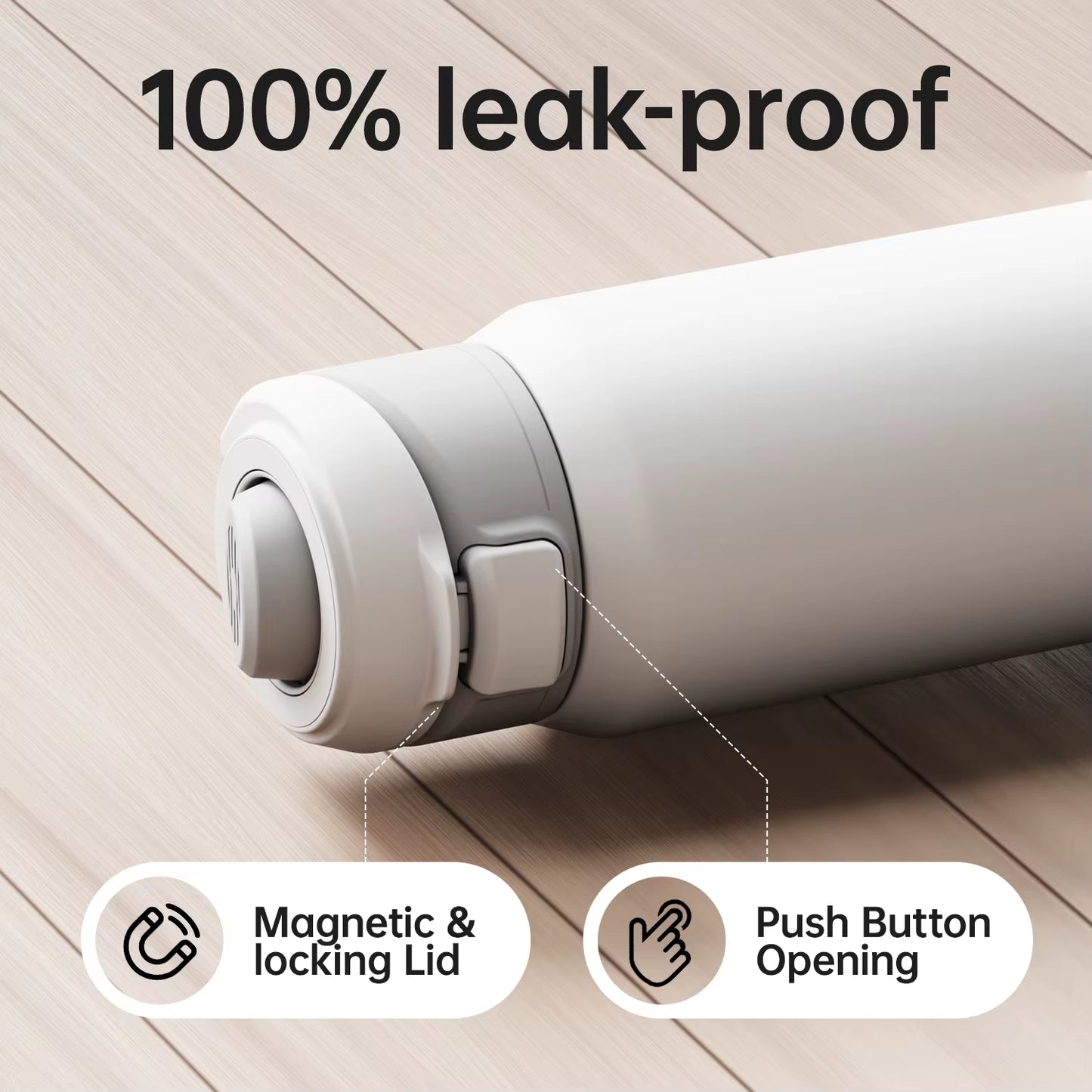 Fjbottle 710/950Ml Magnetic Lid Insulated Water Bottle with Phone Mount, Thermal Water Bottle for Outdoor