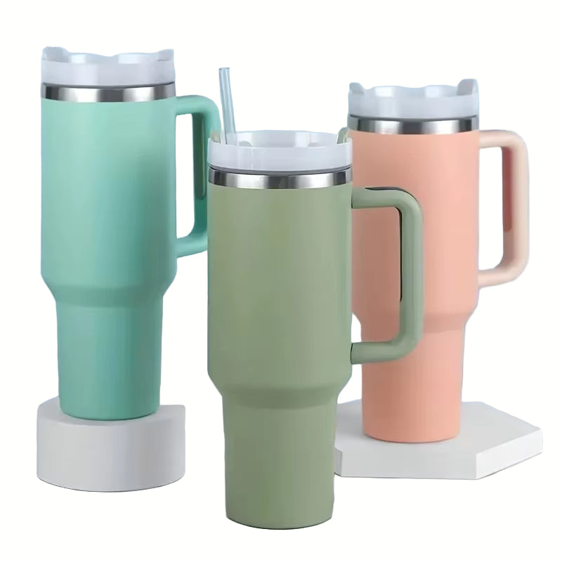 1200ML 304 Stainless Steel Insulated Water Bottle Thermal Coffee Car Cup Cold Hot Mugs Vacuum Flask with Handle Straw for Sport